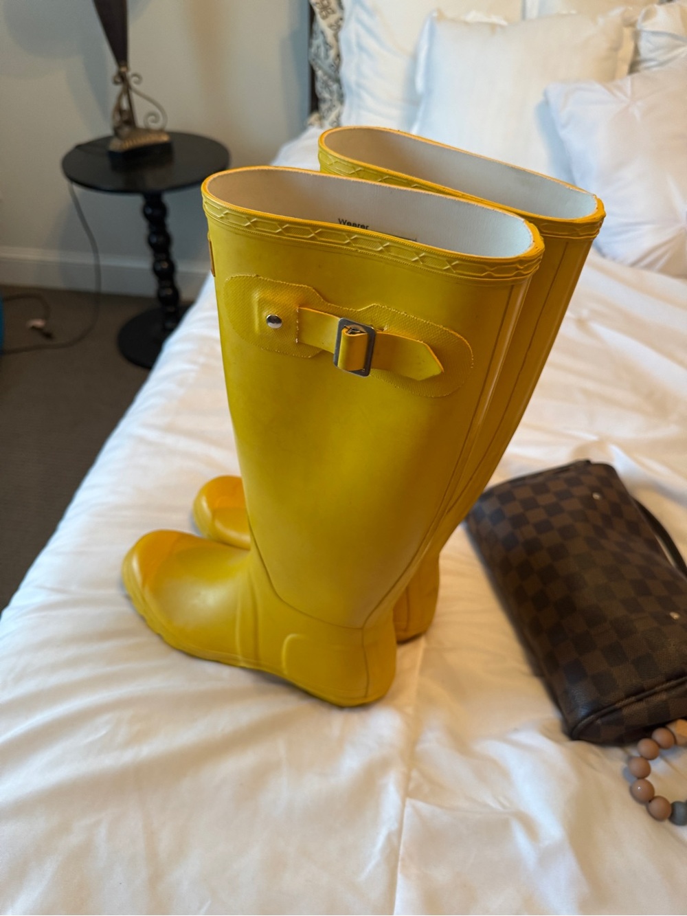 Hunter Bright Yellow Tall Rubber Rain Boots - Picture 3 of 4